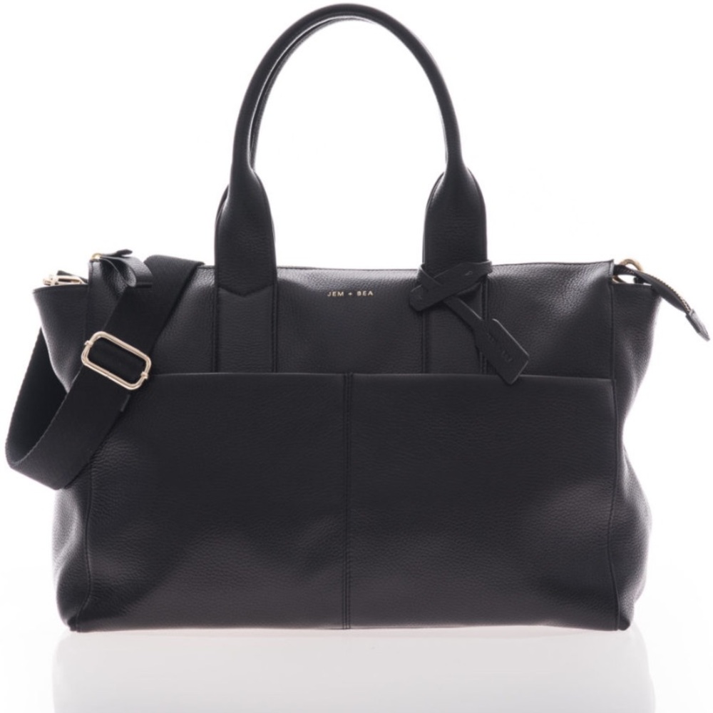Jem Bea Jemima Leather Diaper Bag Black